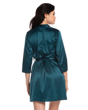 Satin 3/4 sleeve Robe S03200 emerald