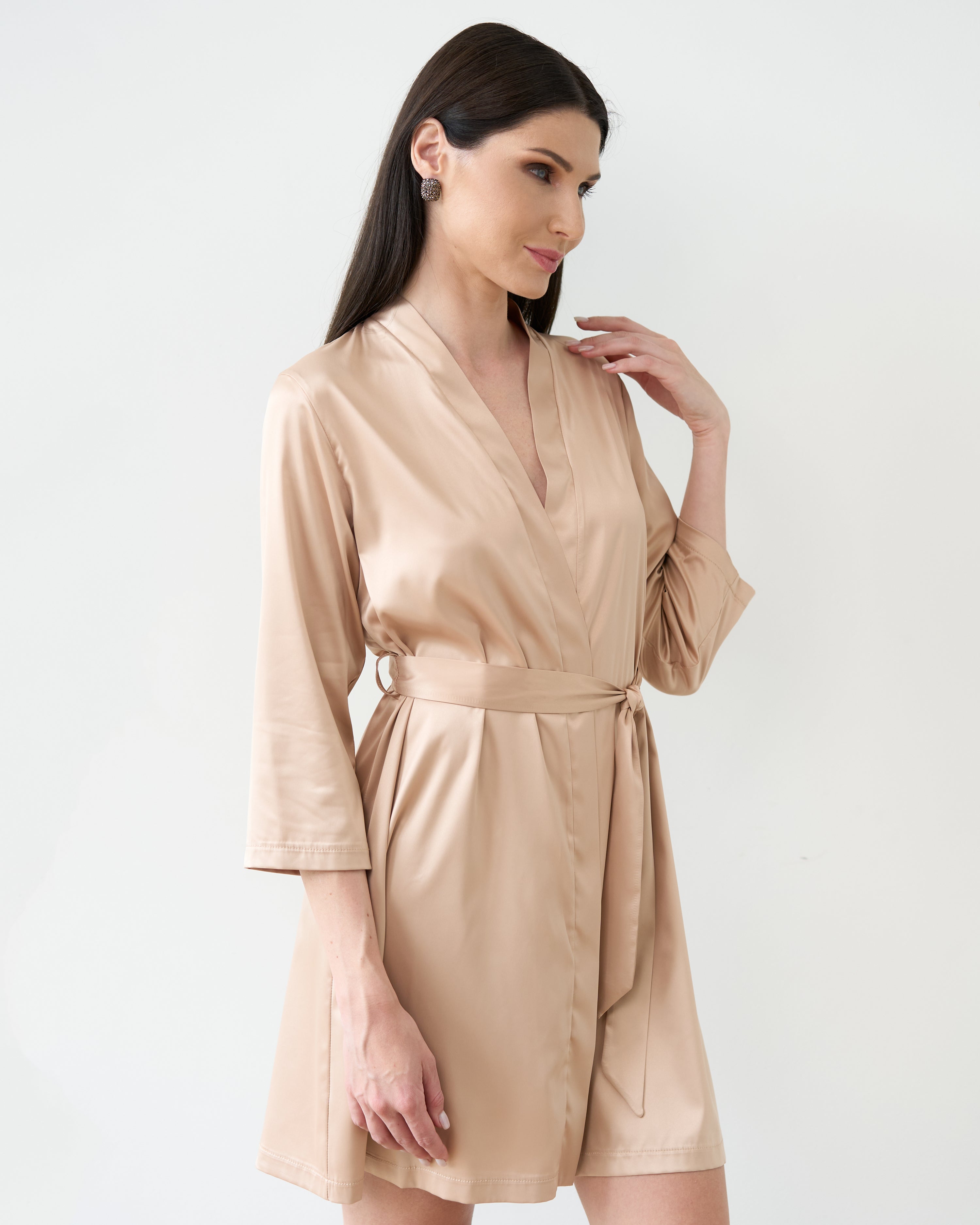 Satin 3/4 sleeve Robe S03200 gold