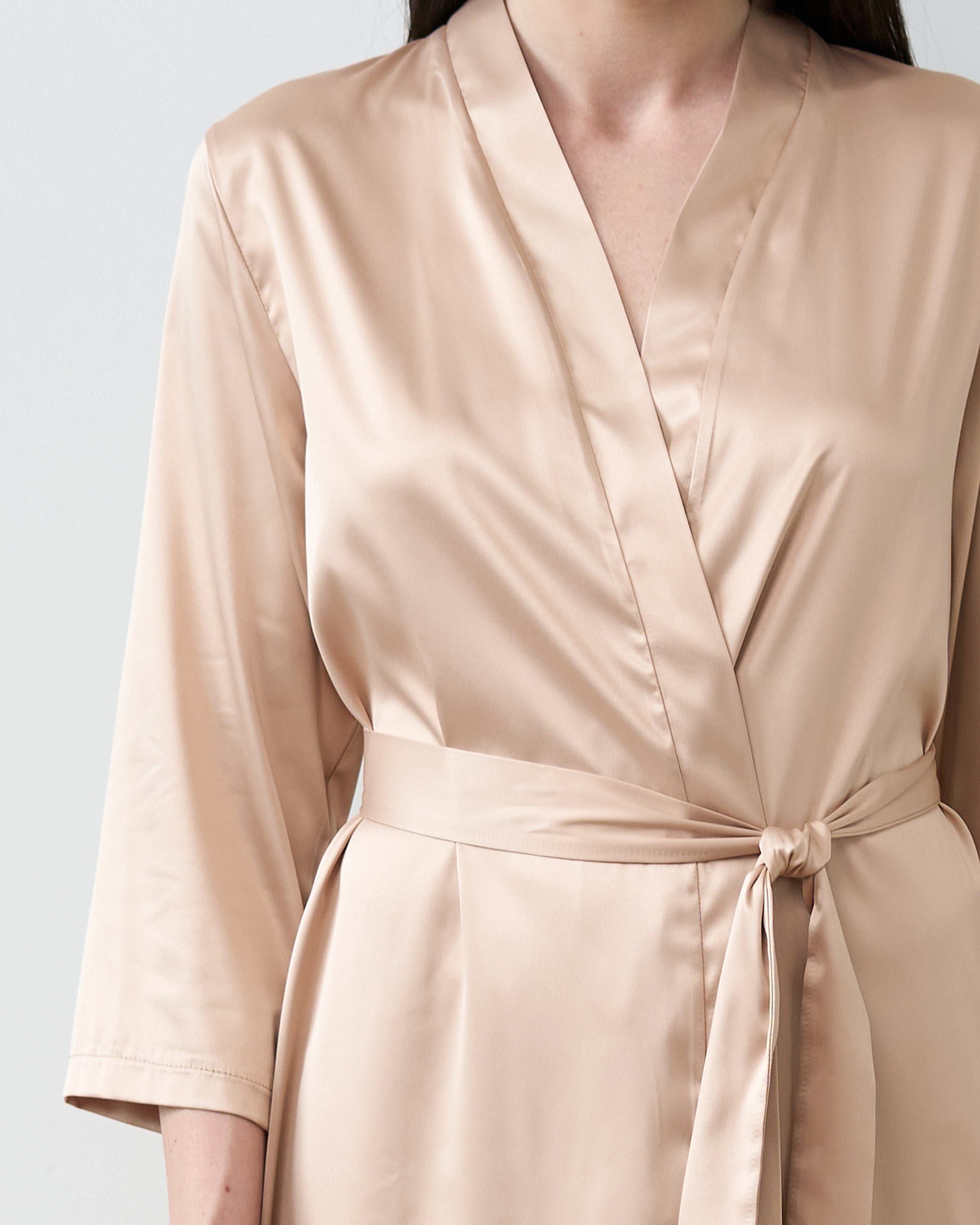 Satin 3/4 sleeve Robe S03200 gold