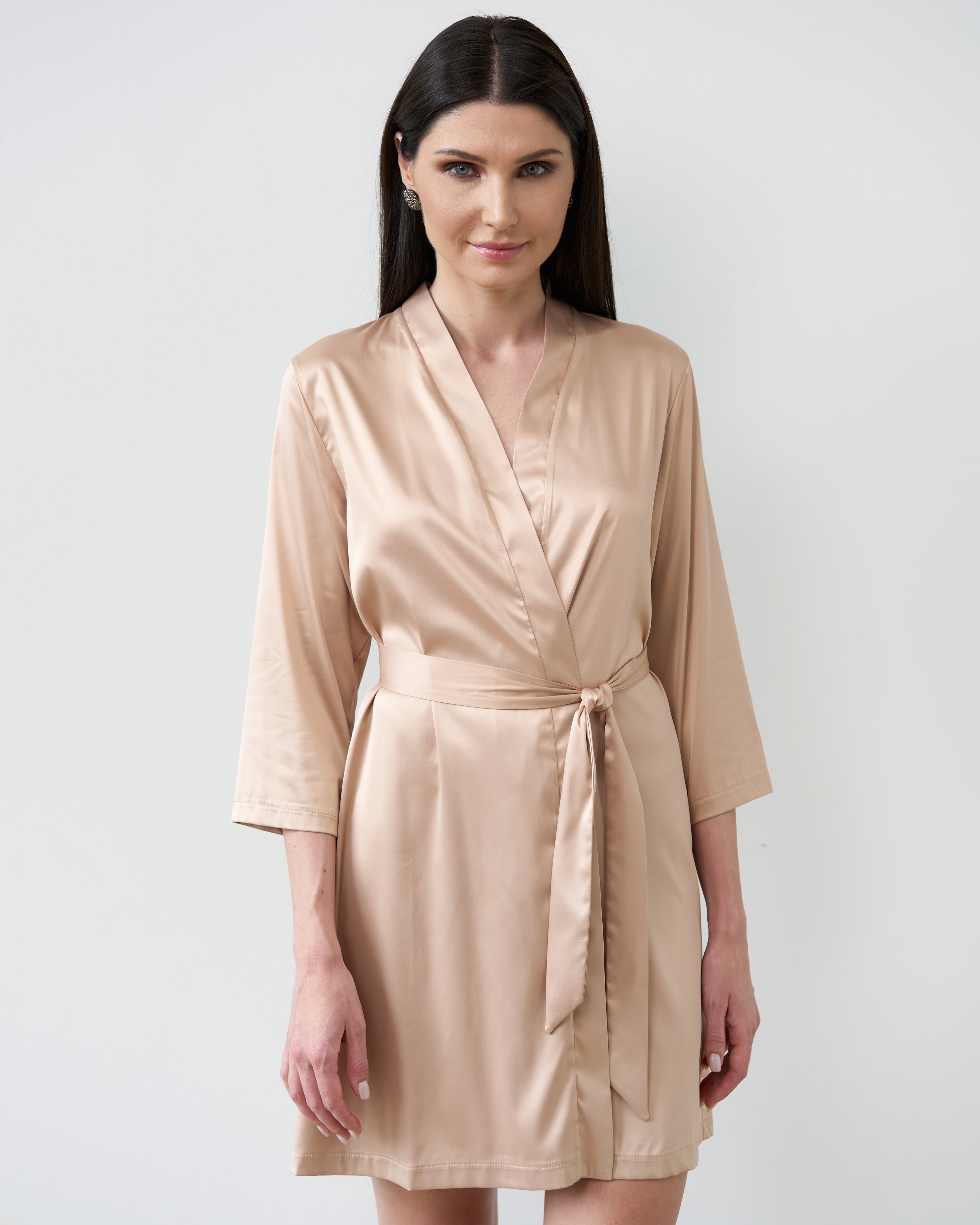 Satin 3/4 sleeve Robe S03200 gold
