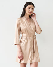 Satin 3/4 sleeve Robe S03200 gold