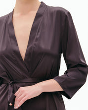 Satin 3/4 sleeve Robe S03200 grey