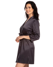 Satin 3/4 sleeve Robe S03200 grey