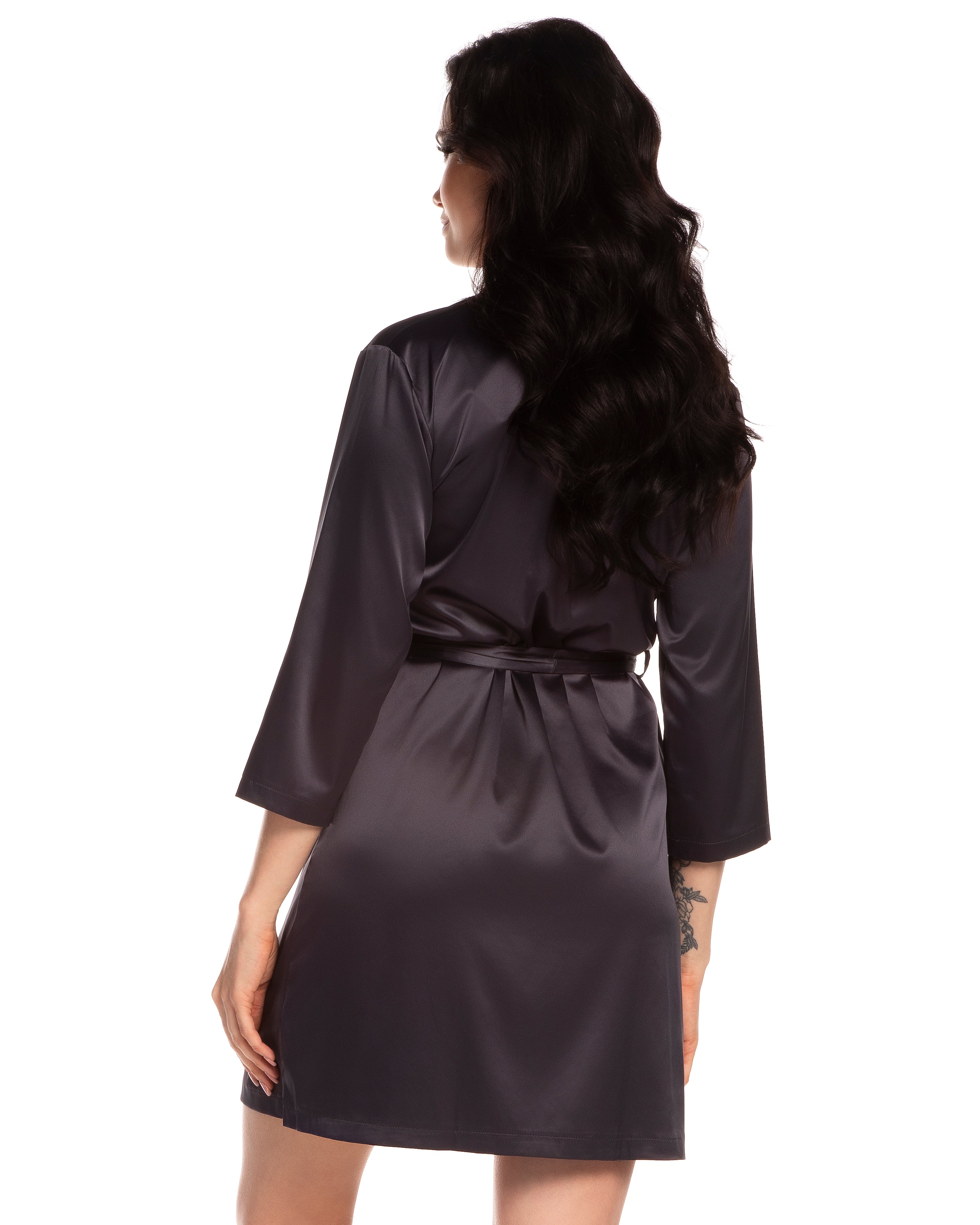 Satin 3/4 sleeve Robe S03200 grey