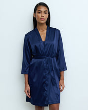 Satin 3/4 sleeve Robe S03200 navy