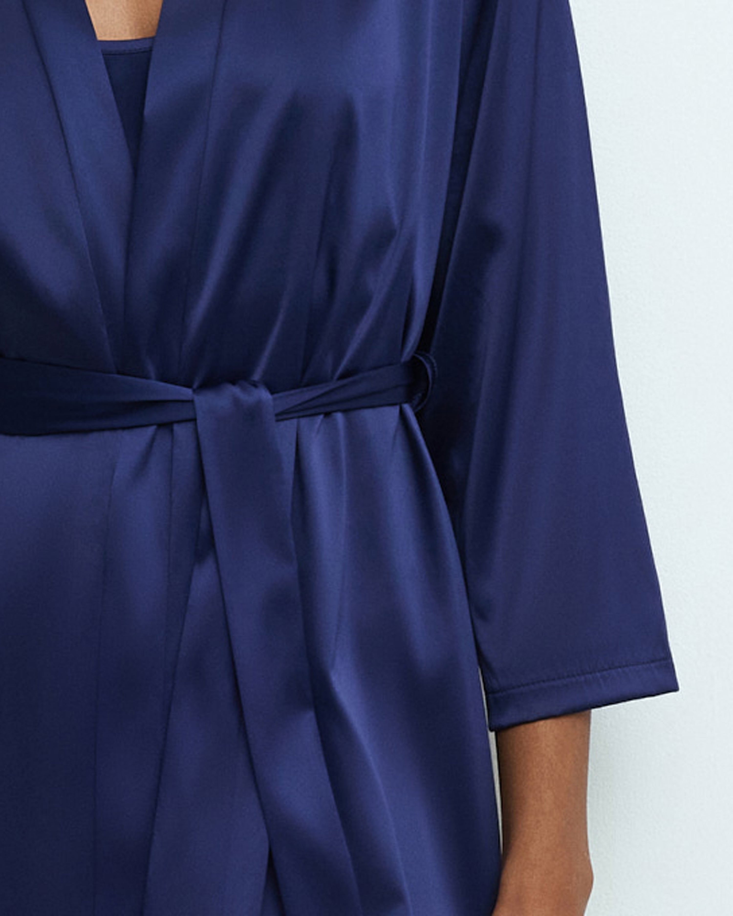 Satin 3/4 sleeve Robe S03200 navy