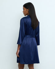 Satin 3/4 sleeve Robe S03200 navy