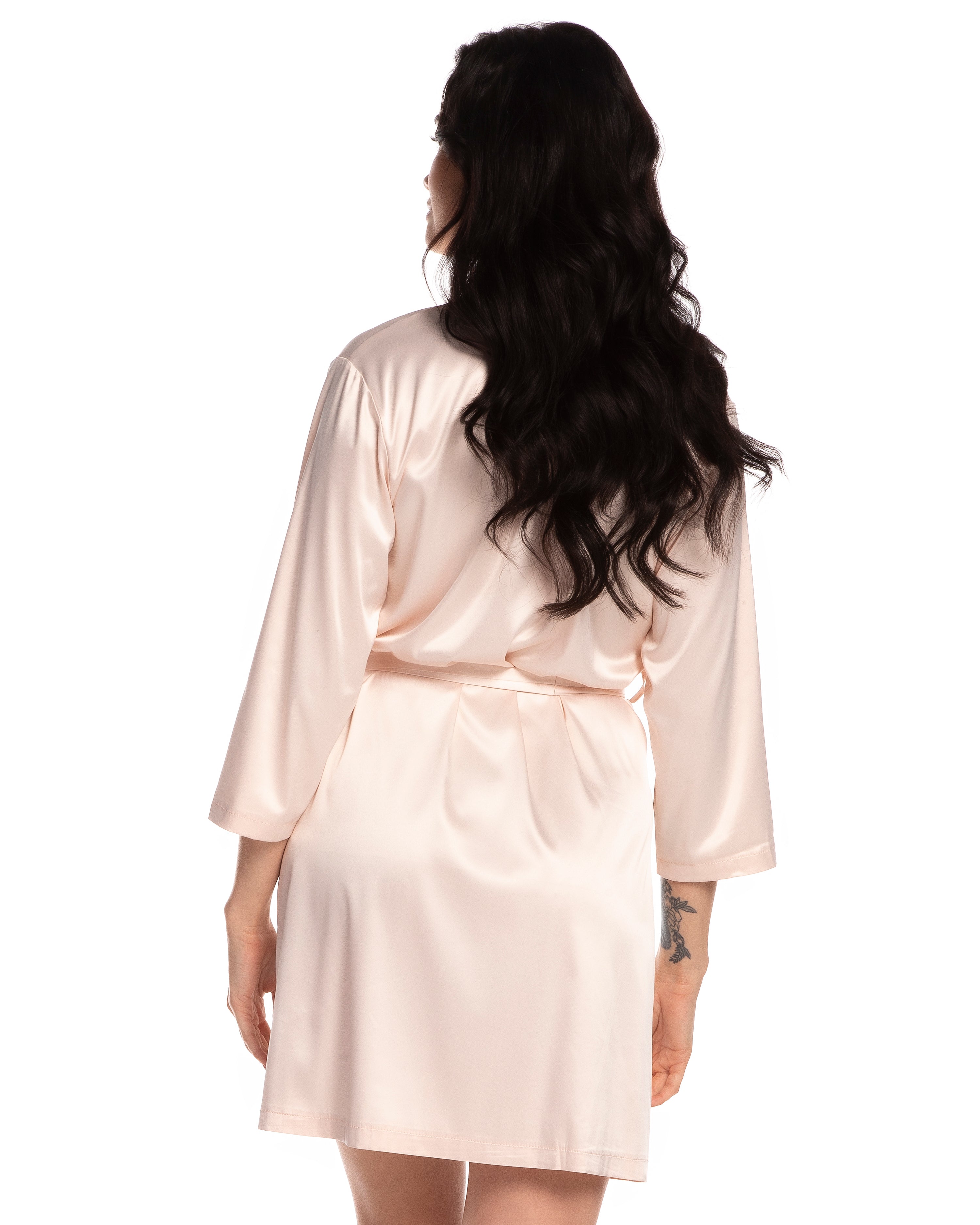 Satin 3/4 sleeve Robe S03200 pink
