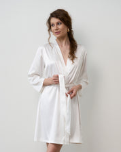 Satin 3/4 sleeve Robe S03200 white