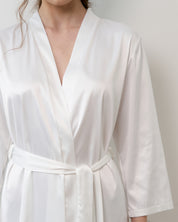 Satin 3/4 sleeve Robe S03200 white