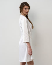 Satin 3/4 sleeve Robe S03200 white