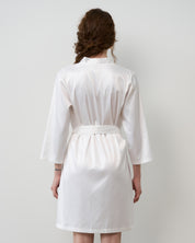 Satin 3/4 sleeve Robe S03200 white
