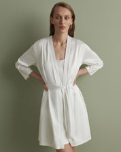 Satin 3/4 sleeve Robe S03200 white