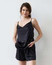 Satin cami shorts Set S03400 black