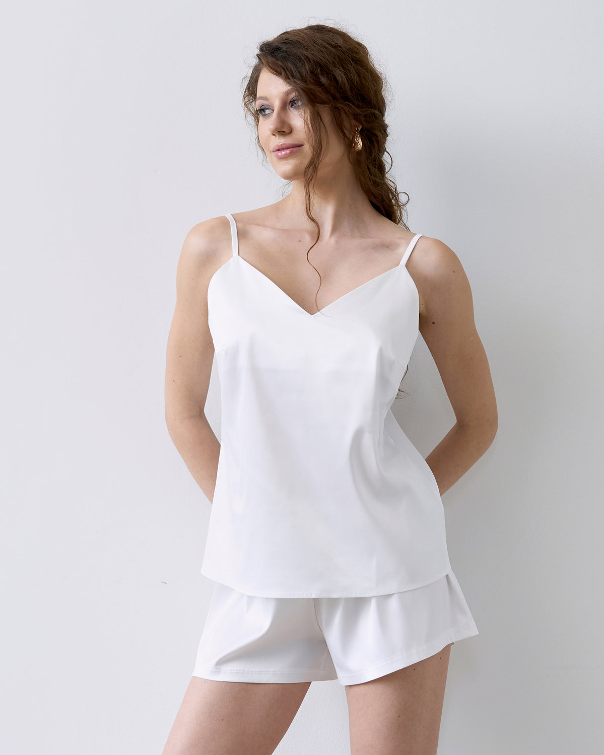 Satin cami shorts Set S03400 white