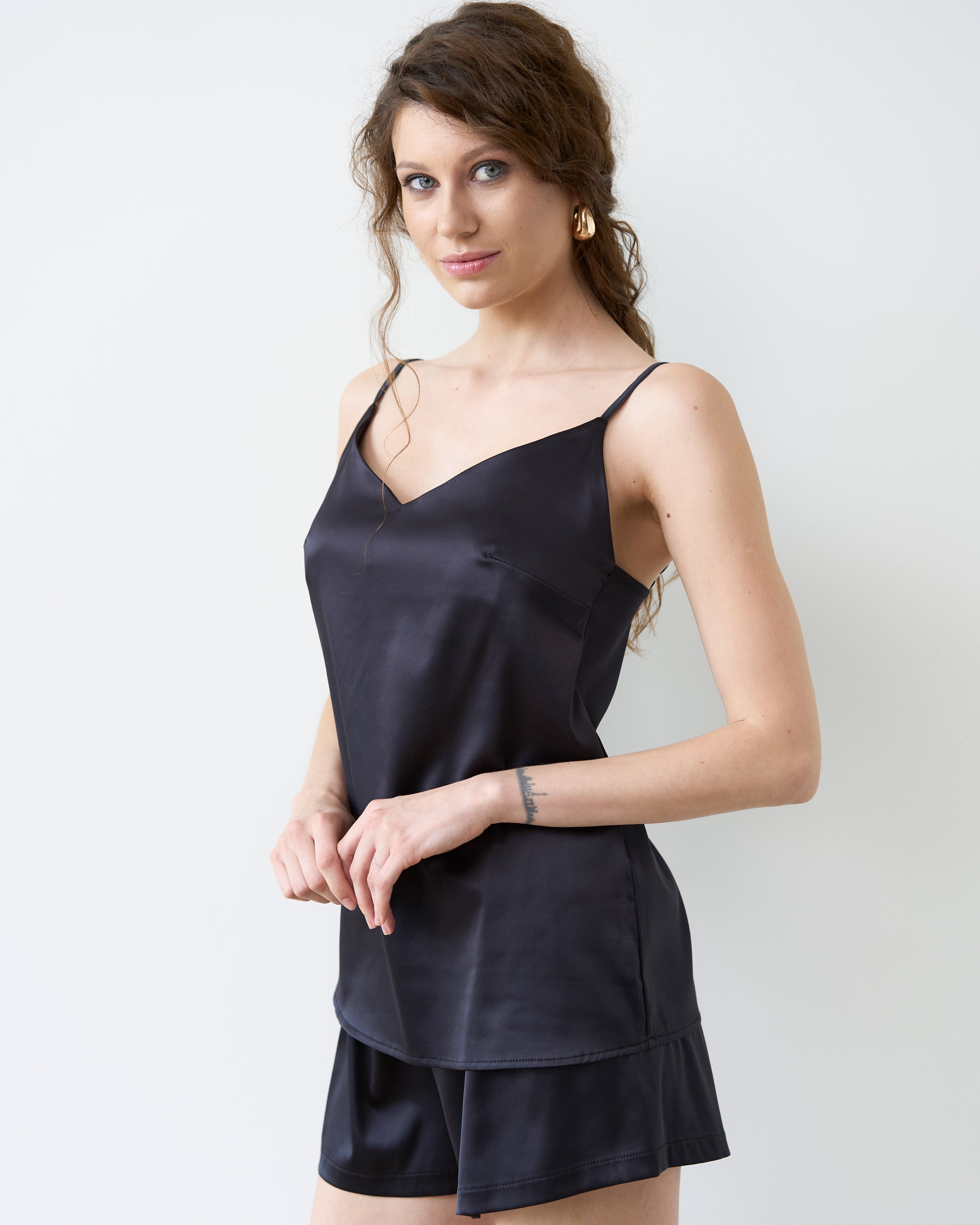 Satin cami shorts Set S03400 black