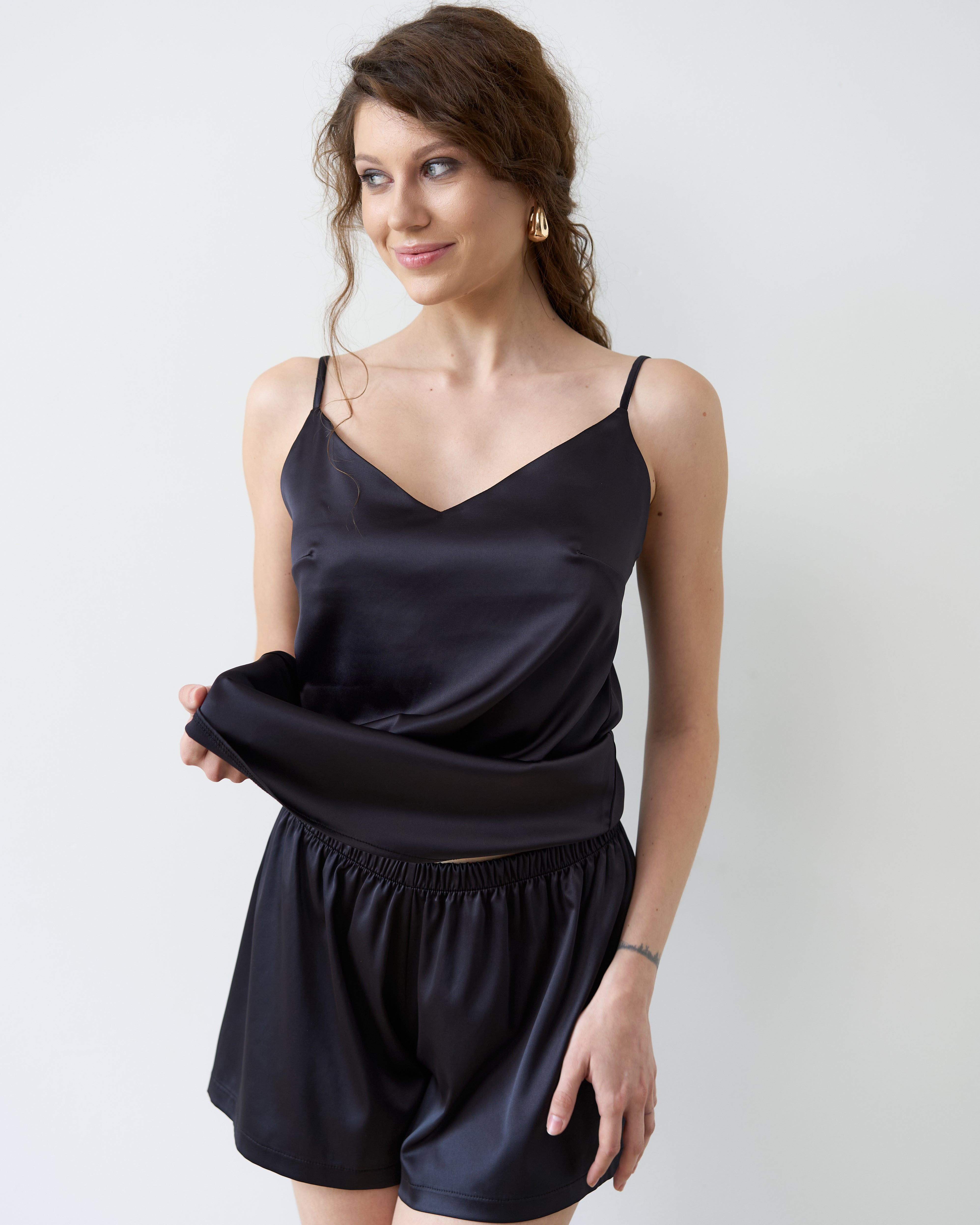Satin cami shorts Set S03400 black