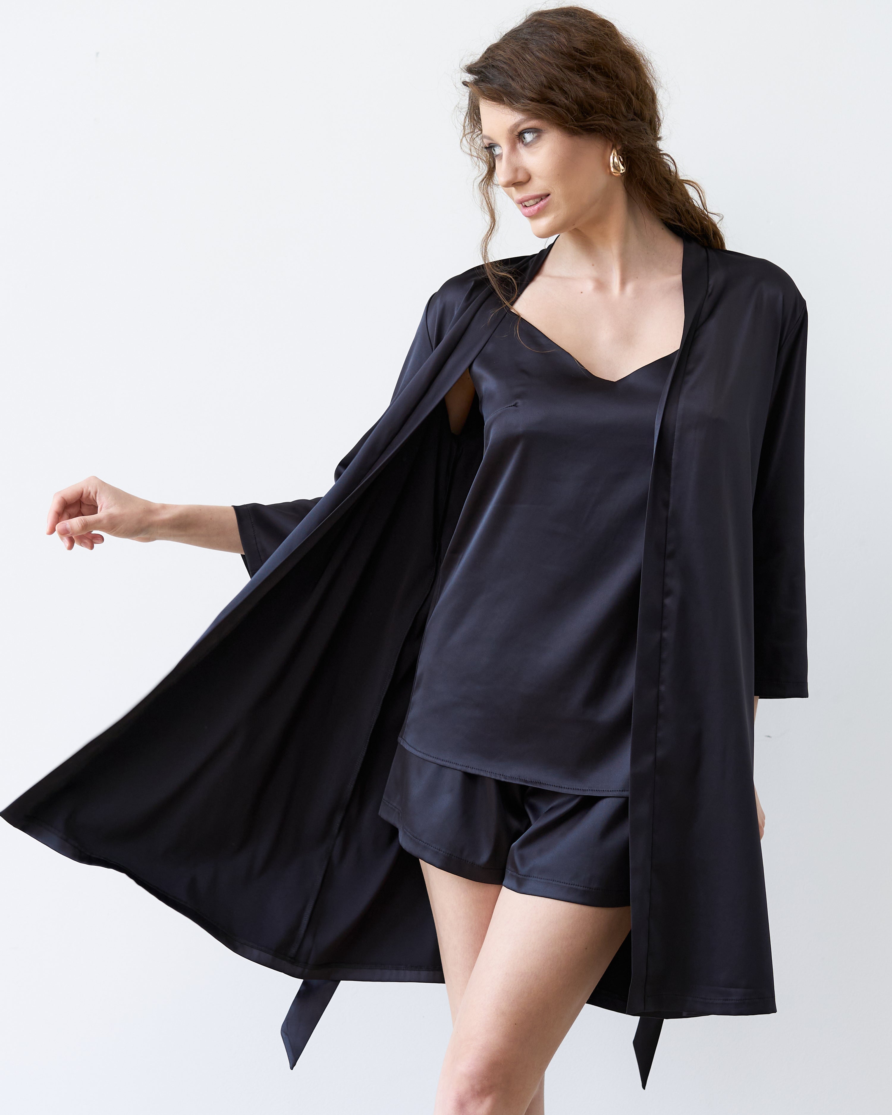 Satin cami shorts Set S03400 black