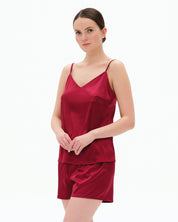 Satin cami shorts Set S03400 burgundy