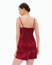 Satin cami shorts Set S03400 burgundy