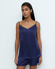 Satin cami shorts Set S03400 navy