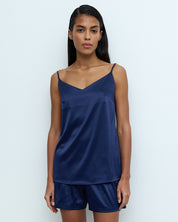 Satin cami shorts Set S03400 navy