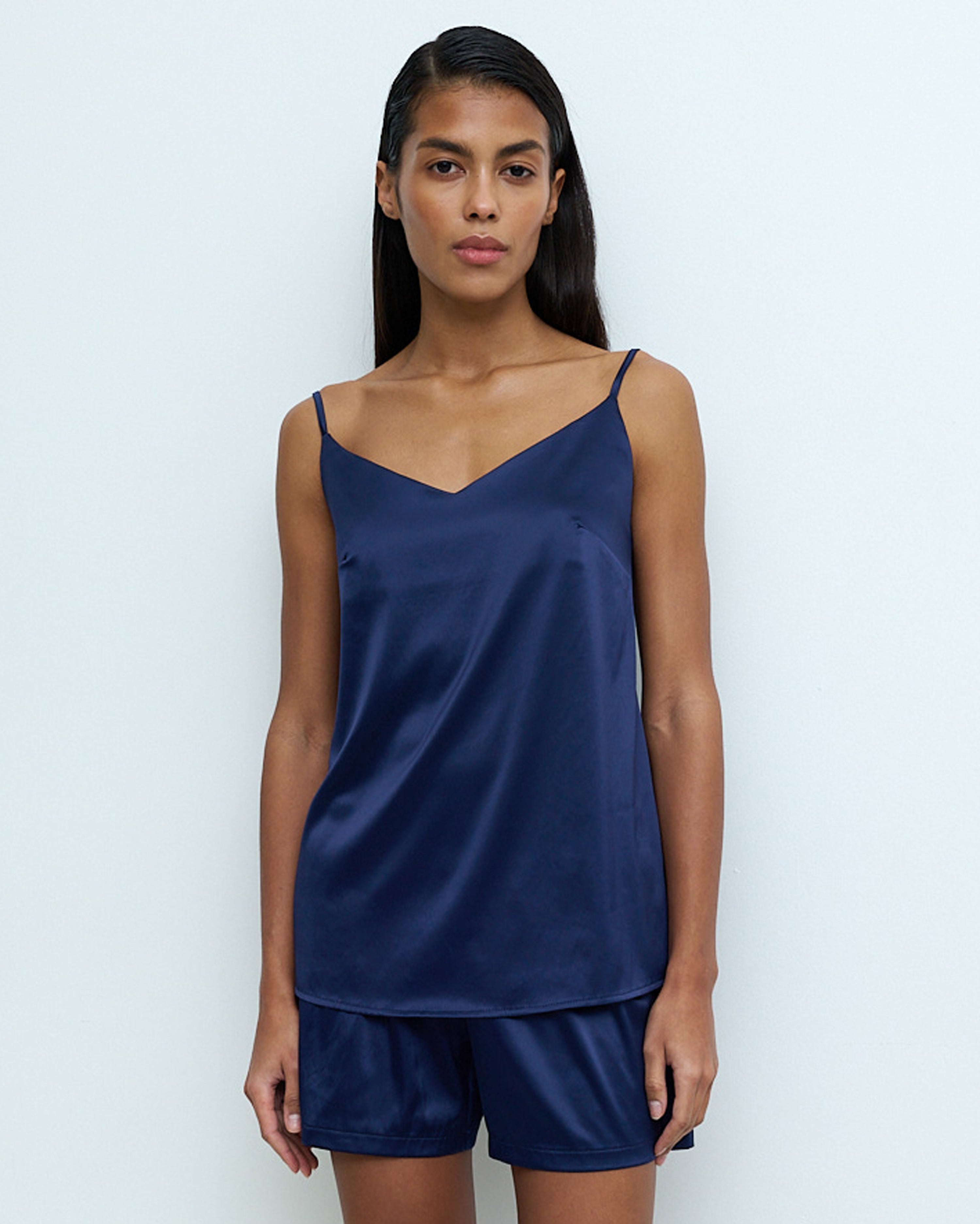 Satin cami shorts Set S03400 navy