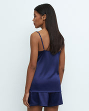 Satin cami shorts Set S03400 navy