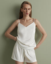 Satin cami shorts Set S03400 white