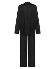 Satin button-up long sleeve Pajama set S03401 black