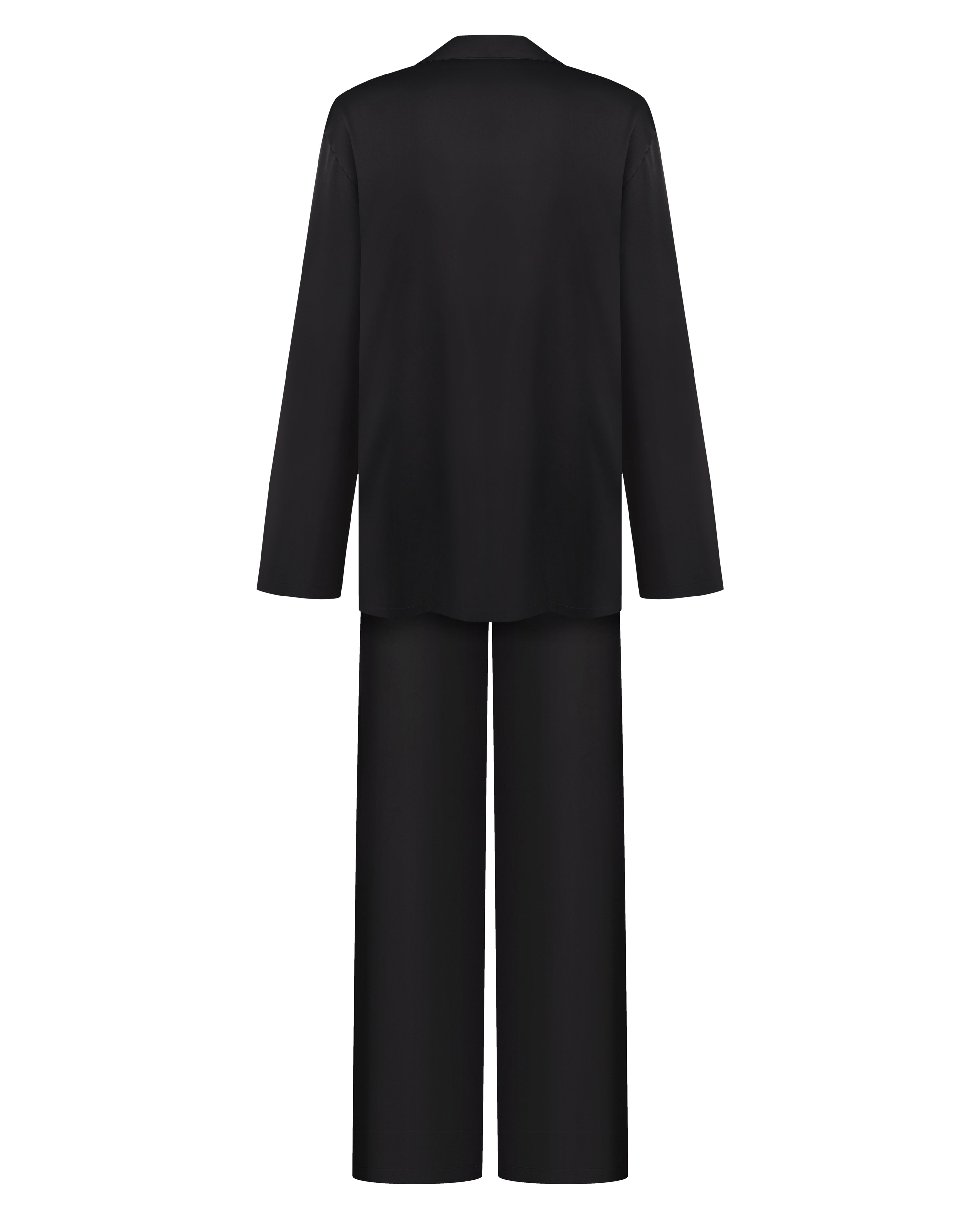 Satin button-up long sleeve Pajama set S03401 black