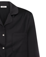 Satin button-up long sleeve Pajama set S03401 black