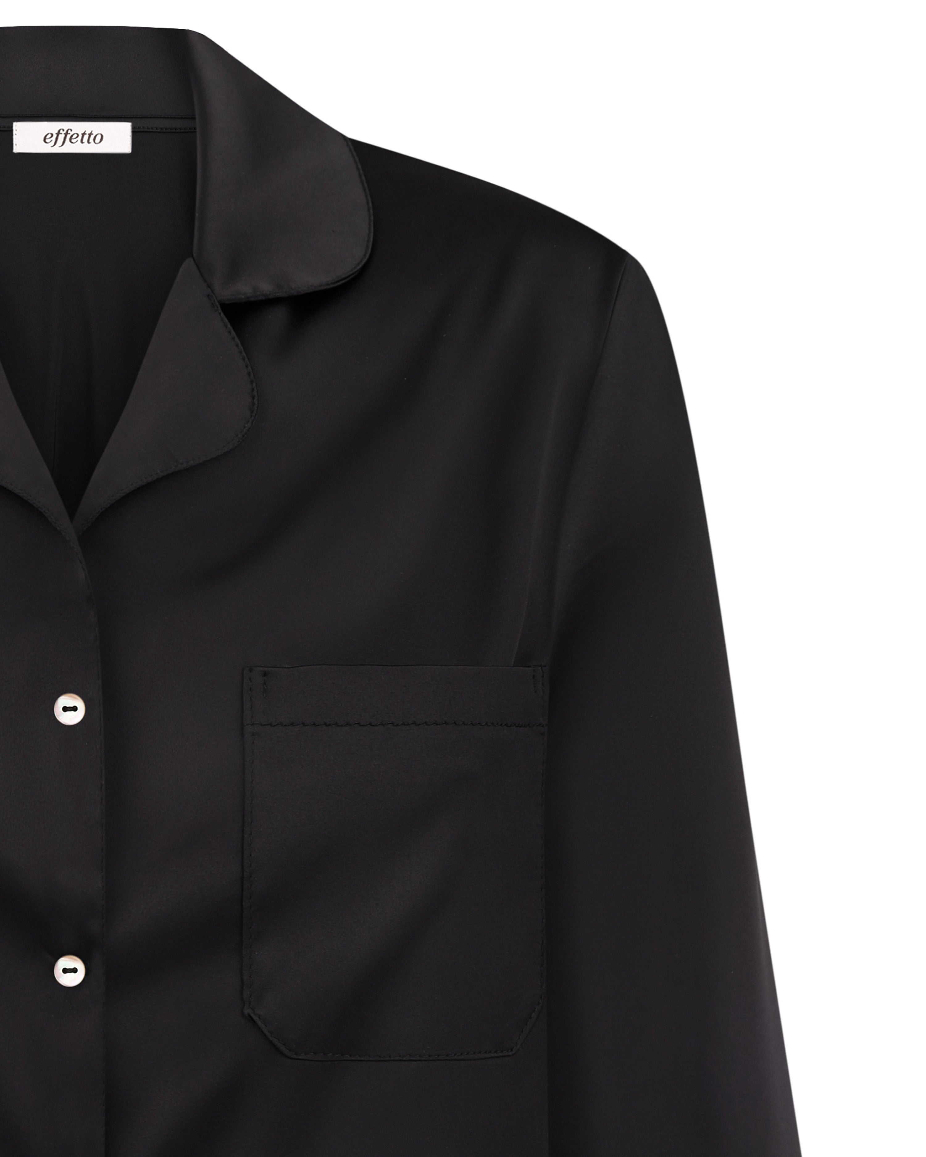 Satin button-up long sleeve Pajama set S03401 black