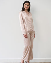 Satin button-up long sleeve Pajama set S03401 blush