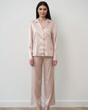 Satin button-up long sleeve Pajama set S03401 blush