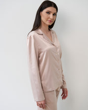 Satin button-up long sleeve Pajama set S03401 blush