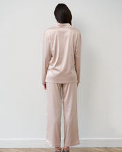 Satin button-up long sleeve Pajama set S03401 blush