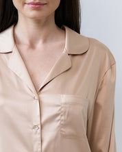 Satin button-up long sleeve Pajama set S03401 gold