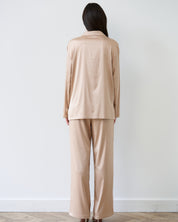 Satin button-up long sleeve Pajama set S03401 gold