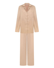 Satin button-up long sleeve Pajama set S03401 gold