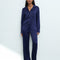 Satin button-up long sleeve Pajama set S03401 navy
