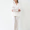 Satin button-up long sleeve Pajama set S03401 white
