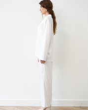 Satin button-up long sleeve Pajama set S03401 white