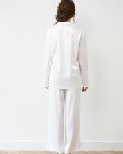 Satin button-up long sleeve Pajama set S03401 white