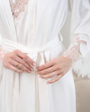 Satin long Robe S03402 white