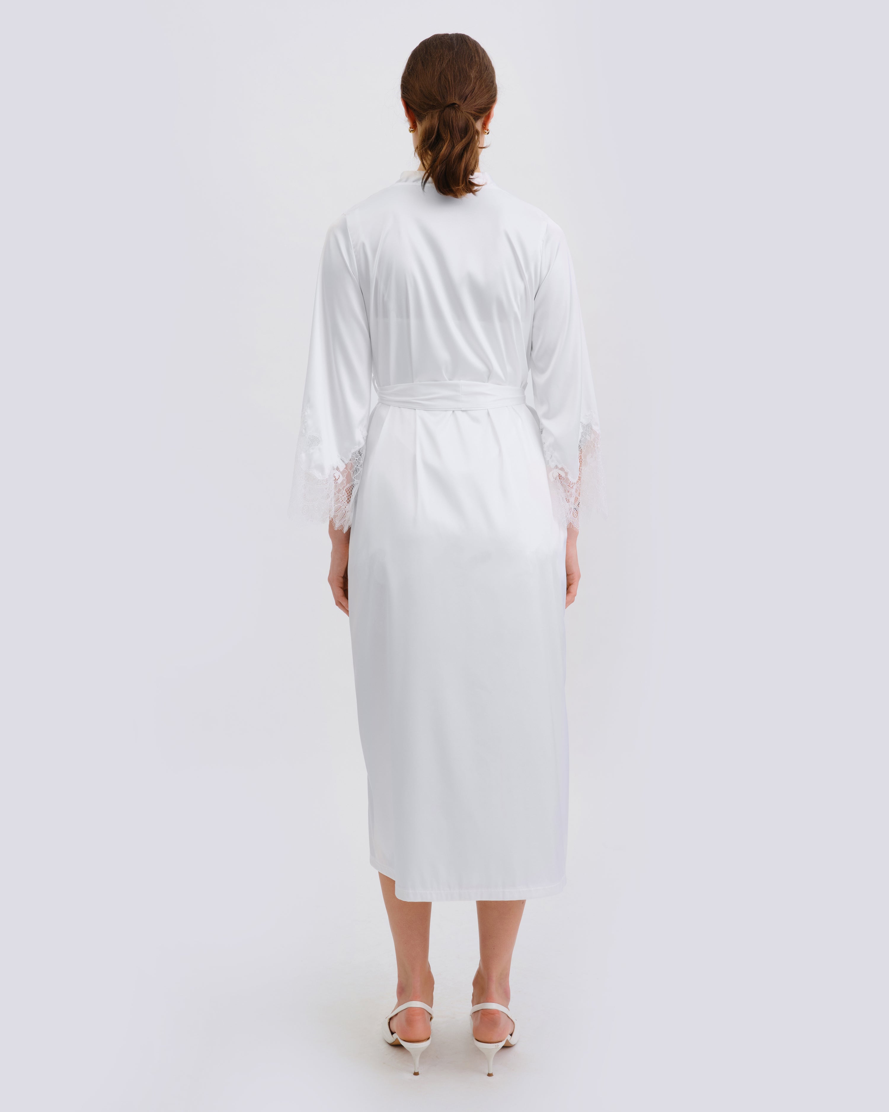 Satin long Robe S03402 white