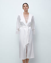 Satin long Robe S03402 white