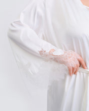 Satin long Robe S03402 white