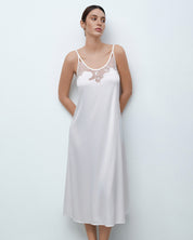 Satin Nightgown spaghetti strap S03403 white