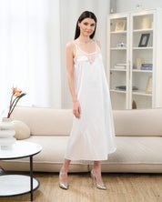 Satin Nightgown spaghetti strap S03403 white